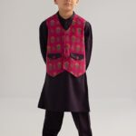 3 Piece Printed Blended Suit