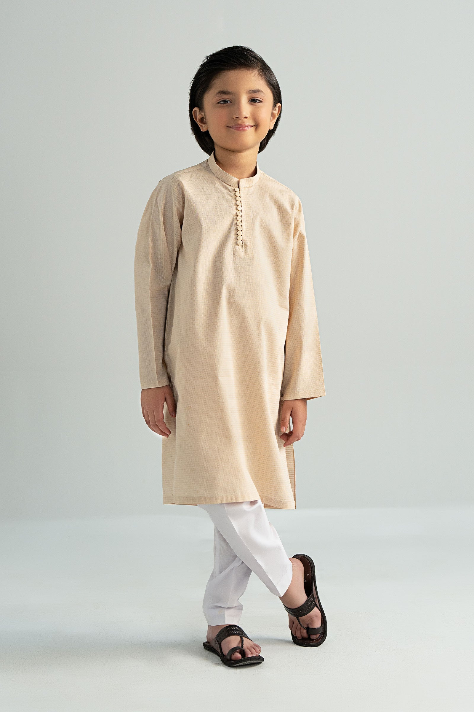 MBK-KR25-01ApricotFront_A.jpg Yarn Dyed Kurta - Image 1