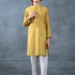 Hand-Embroidered Cotton Jacquard Kurta
