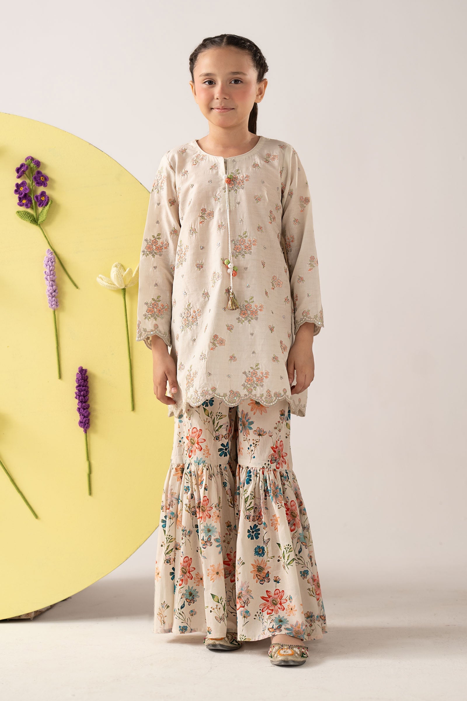 MKDEF2543OffwhiteFront_A.jpg 2 Piece Embroidered Dobby Lawn Suit - Image 1