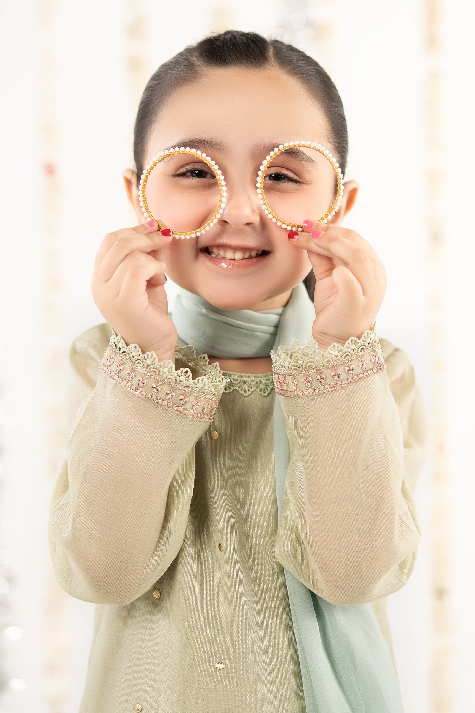 MKSEF2604GreenCloseup_F.jpg 3 Piece Embroidered Masoori Yarn Dyed Suit - Image 1