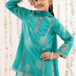 3 Piece Embroidered Raw Silk Suit