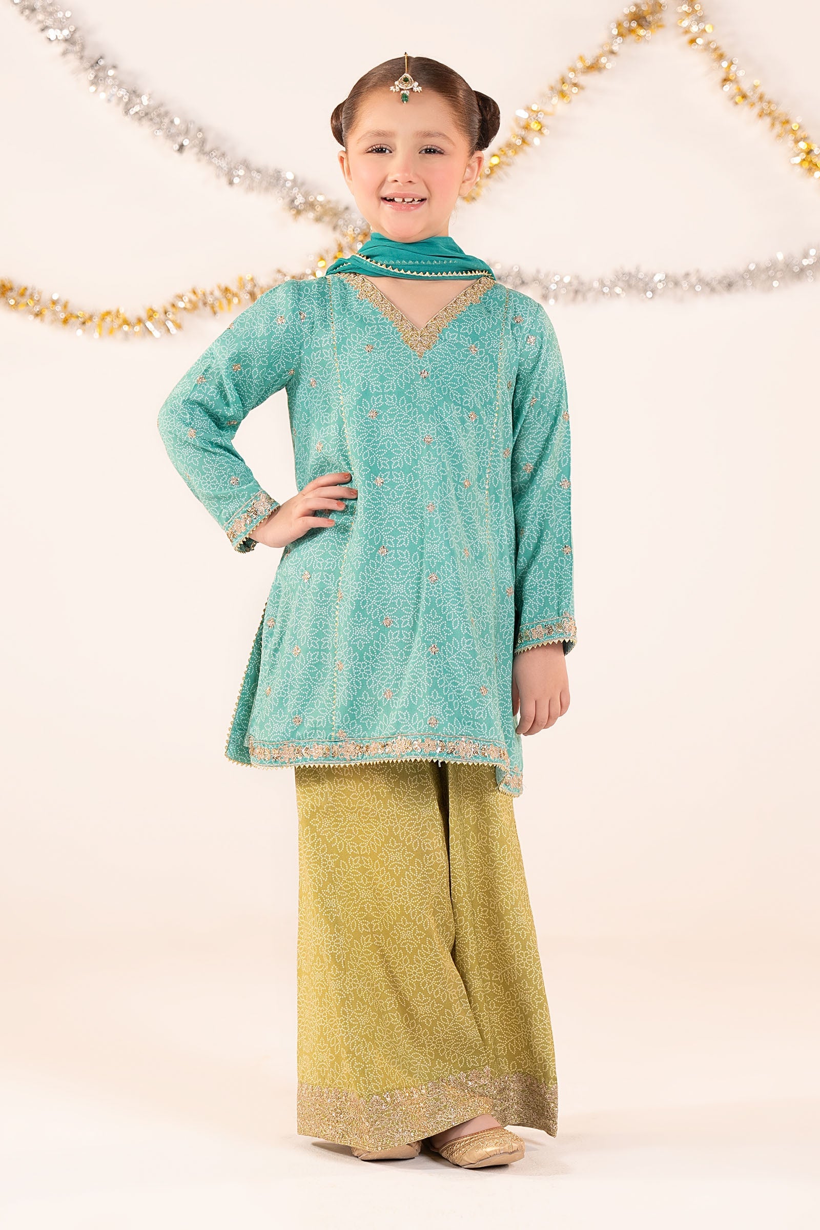 MKSEF2649SeaGreenFront_A.jpg 3 Piece Embroidered Raw Silk Suit - Image 1
