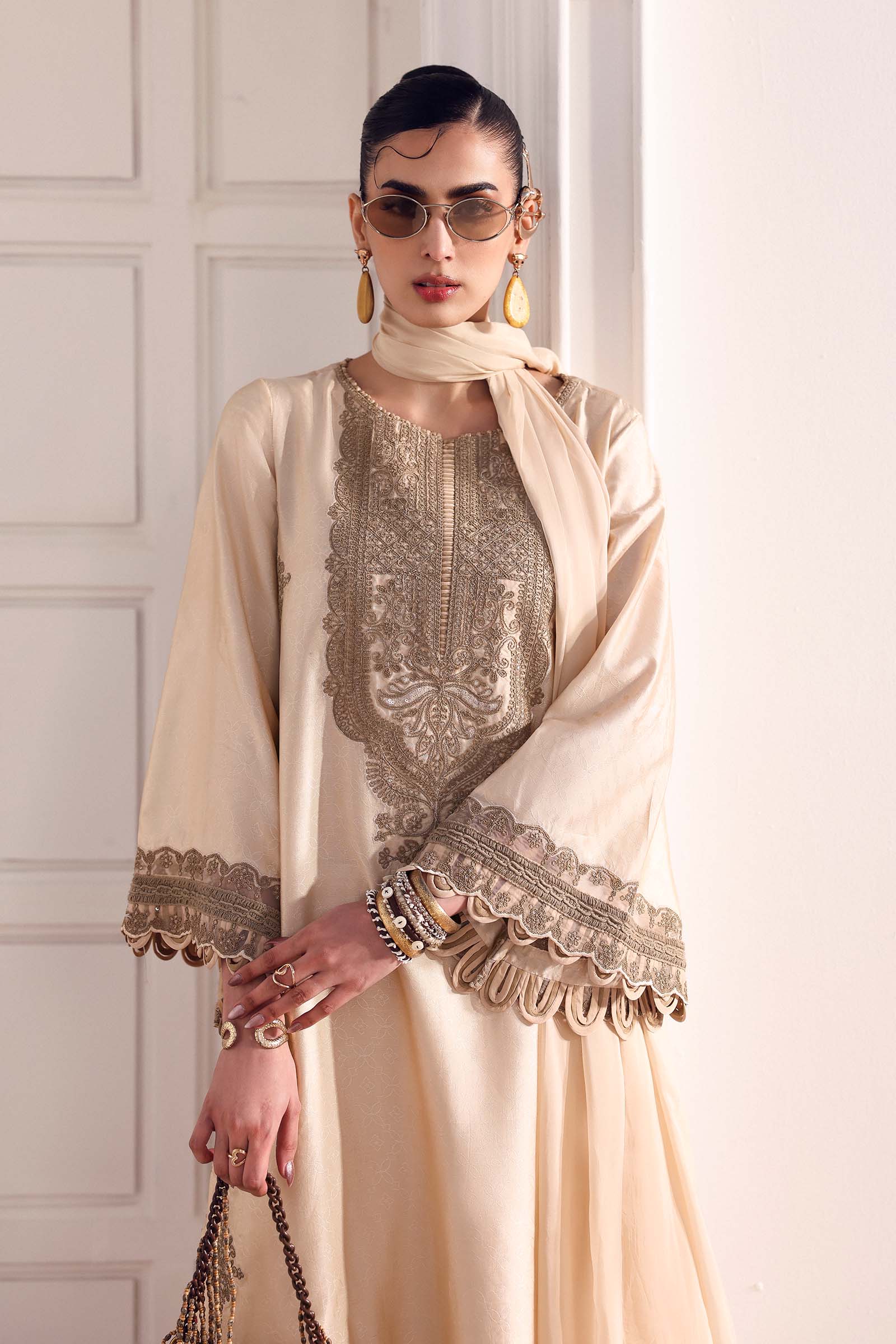 MSTEF2611SkinCloseup_E_b970ee49-8949-4327-8479-e0838de8ae27.jpg 3 Piece Embroidered Self Tassel Silk Suit - Image 1