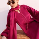 3 Piece Embroidered Tassel Silk Suit