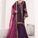 3 Piece Embroidered Raw Silk Suit