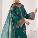 3 Piece Embroidered Raw Silk Suit